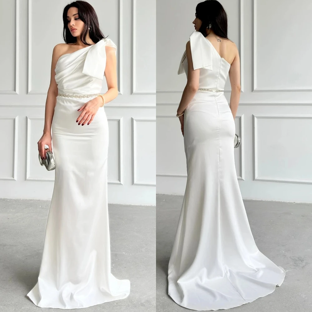 Customized Temperament Satin Evening Dress Simple One Shoulder Prom Dresses High Quality Sweep Train Special Occasion Gowns
Customized Temperament Satin Evening Dress Simple One Shoulder Prom Dresses High Quality Sweep Train Special Occasion Gowns