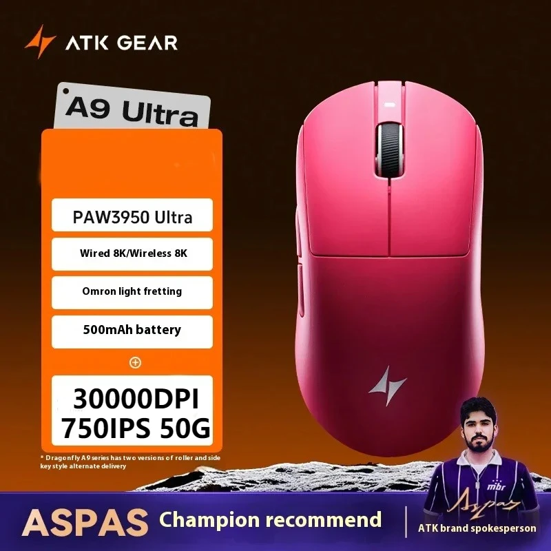ATK A9 Ultra 2.4GWireless Lightweight Mouse Connection PAW3950 30KDPI Dual 8000hz Wired Gaming Mouse Professional Esports
ATK A9 Ultra 2.4GWireless Lightweight Mouse Connection PAW3950 30KDPI Dual 8000hz Wired Gaming Mouse Professional Esports