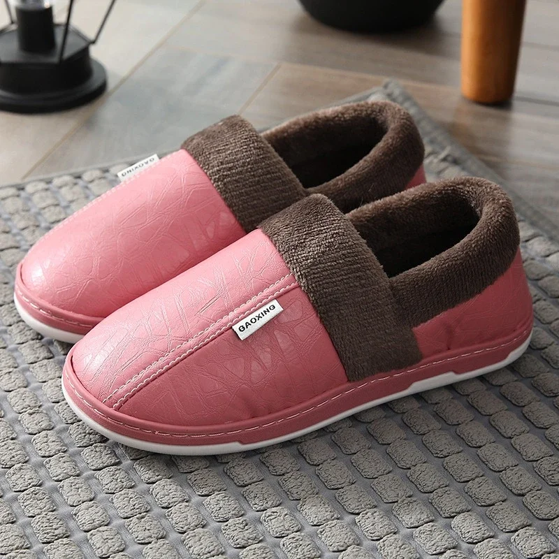 Women's Home Winter Slippers Home Warm Shoes Thick Bottom Plush Waterproof PU Leather Couples Cotton Men's Flat Couple Shoes
Women's Home Winter Slippers Home Warm Shoes Thick Bottom Plush Waterproof PU Leather Couples Cotton Men's Flat Couple Shoes