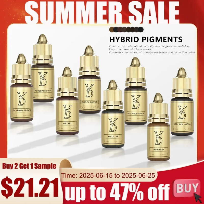YD HYBRID Pigments Natural Brows Semi Permanent Makeup Tattoo Ink Pigment 12ML for Eyebrow Eyeliner PMU Microblading Consumables
YD HYBRID Pigments Natural Brows Semi Permanent Makeup Tattoo Ink Pigment 12ML for Eyebrow Eyeliner PMU Microblading Consumables