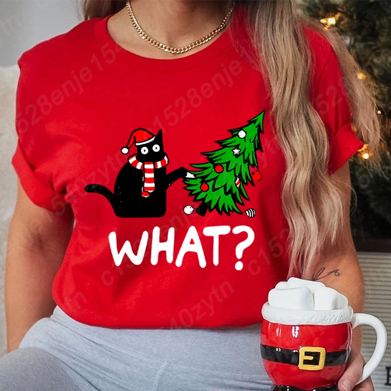 Christmas Black Cat Christmas Tree Print T-shirts Women Summer Short Sleeve Round Neck Loose T-Shirts Creative Personalized Tops
Christmas Black Cat Christmas Tree Print T-shirts Women Summer Short Sleeve Round Neck Loose T-Shirts Creative Personalized Tops