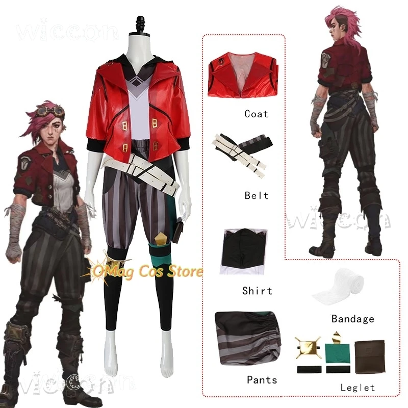 Vi Cosplay Arcane Violet Red Coat Lol Cosplay Costume Game RolePlay Women Outfit Halloween wig Party Game Event Pants Suit
Vi Cosplay Arcane Violet Red Coat Lol Cosplay Costume Game RolePlay Women Outfit Halloween wig Party Game Event Pants Suit