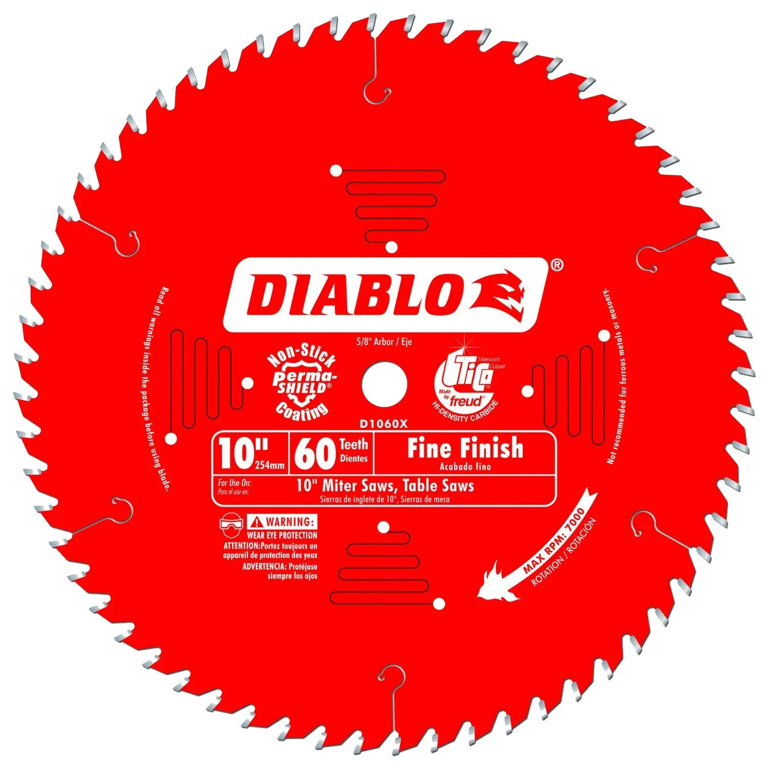 10" x 60 Tooth Fine Finish Blade, Alloy Steel, Compatible with Wood for Smooth Cuts
10" x 60 Tooth Fine Finish Blade, Alloy Steel, Compatible with Wood for Smooth Cuts