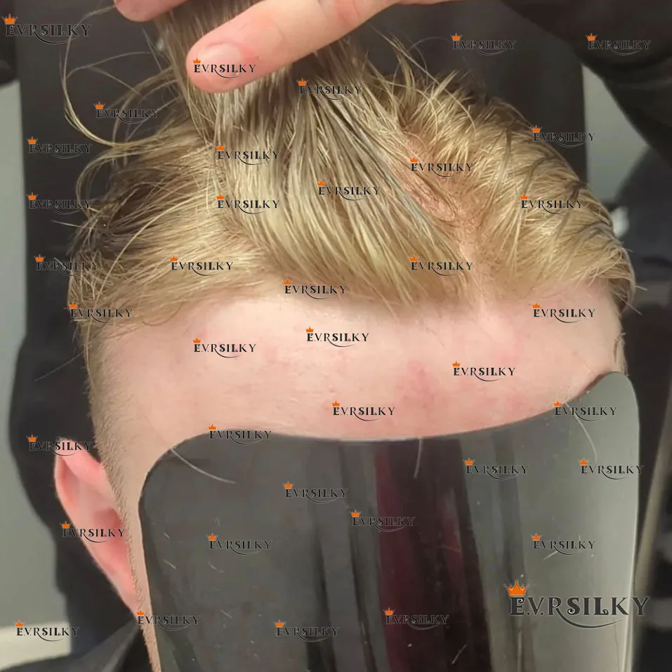 0.06mm Super Ultra Full Thin Skin Natural Hairline Men's Toupee Ash Platinum Blonde 100% Human Hair Male Wig Prosthesis System
0.06mm Super Ultra Full Thin Skin Natural Hairline Men's Toupee Ash Platinum Blonde 100% Human Hair Male Wig Prosthesis System