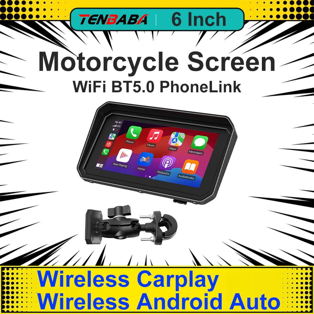 6 inch Wireless CarPlay Portable Motorcycle Navigation Display Screen Motorcycle GPS Para Moto Android Auto Monitor Waterproof
6 inch Wireless CarPlay Portable Motorcycle Navigation Display Screen Motorcycle GPS Para Moto Android Auto Monitor Waterproof