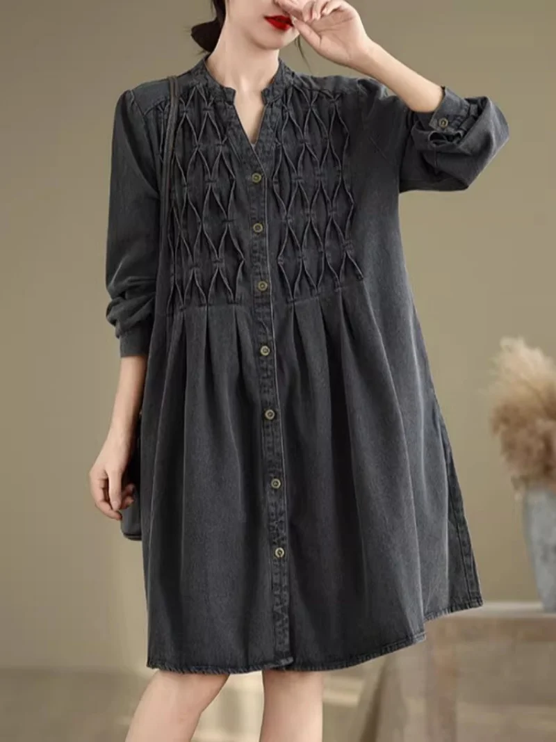 Women‘s Denim Trench Coat 2026 Spring Autumn, Oversized Mid-Length V-Neck Coat, Loose Heavy Craft Single Breasted Outerwear w20
Women‘s Denim Trench Coat 2026 Spring Autumn, Oversized Mid-Length V-Neck Coat, Loose Heavy Craft Single Breasted Outerwear w20