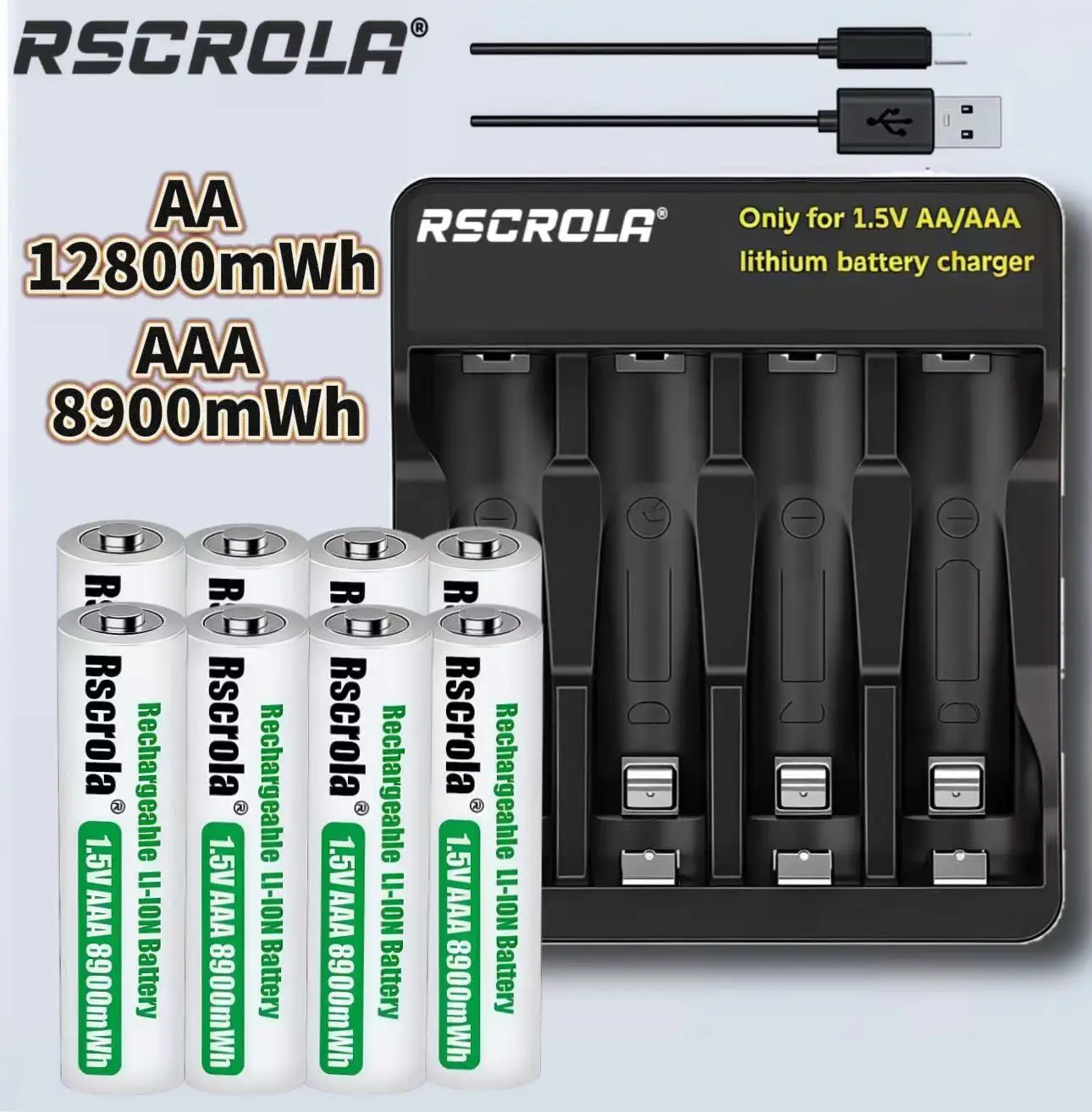 Rscrola New High Capacity Rechargeable AA12800mWh&AAA 8900mWh Battery with Charger,For Solar Light, Keyboard, Remote Control
Rscrola New High Capacity Rechargeable AA12800mWh&AAA 8900mWh Battery with Charger,For Solar Light, Keyboard, Remote Control