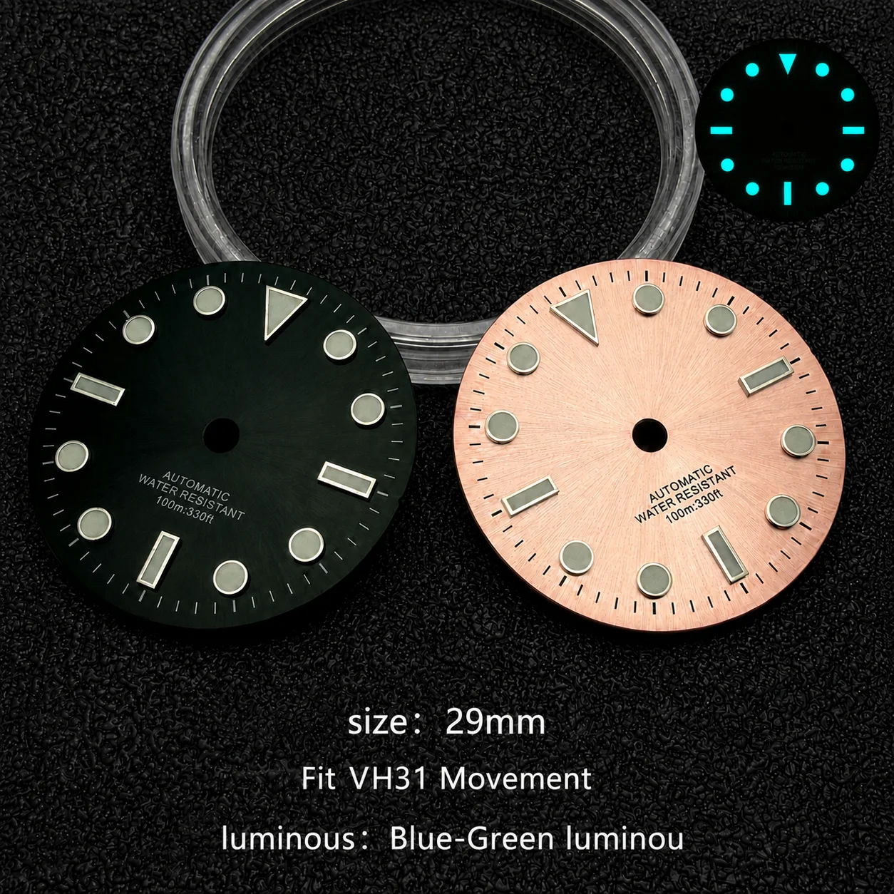 29mm VH31 Watch Dial Blue-Green Luminous Modified Watch Face for VH31 Movement Watch Accessories
29mm VH31 Watch Dial Blue-Green Luminous Modified Watch Face for VH31 Movement Watch Accessories
