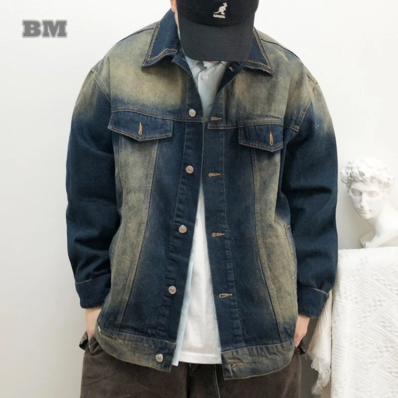American Vintage Heavyweight Denim Jackets For Men Distressed Washed Fade Korean Streetwear Casual Coat Outerwear High Quality 
American Vintage Heavyweight Denim Jackets For Men Distressed Washed Fade Korean Streetwear Casual Coat Outerwear High Quality