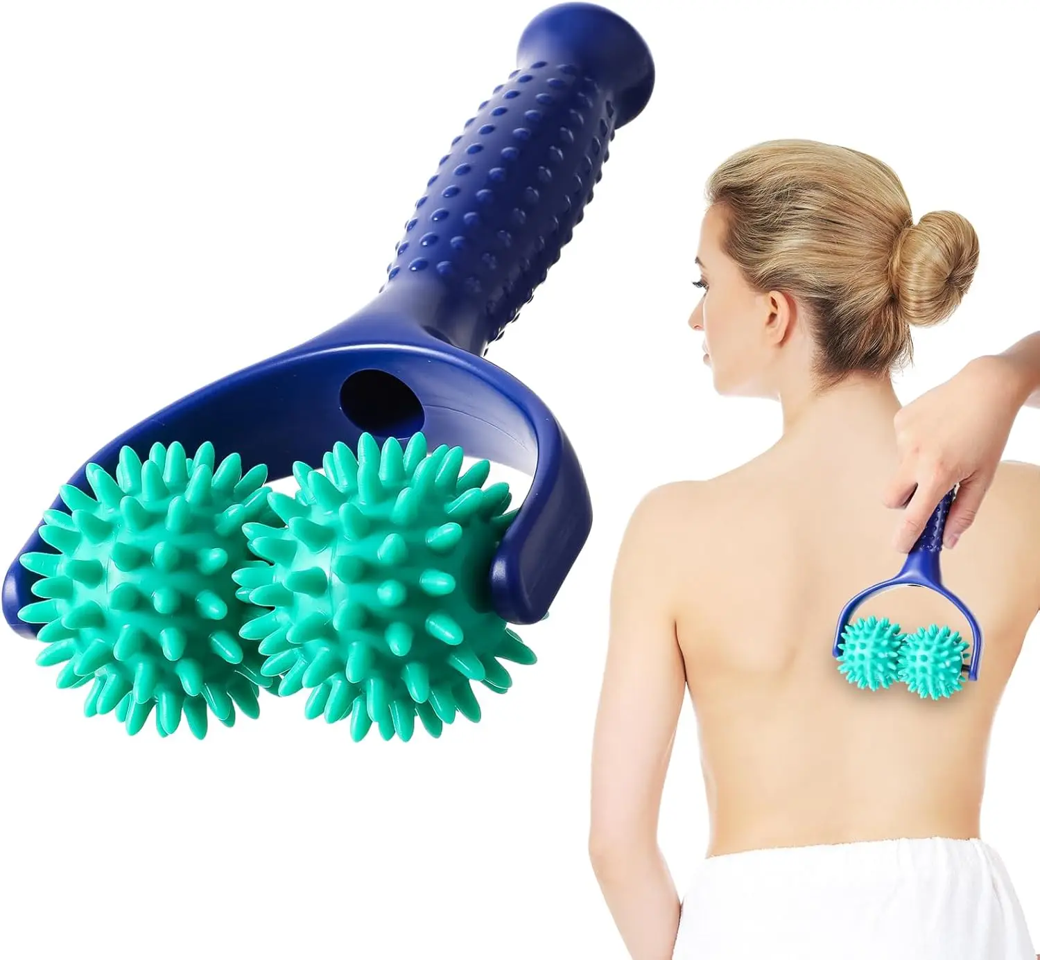 2 Wheel Spiky Massage Ball Roller with Handle - Manual Muscle Massage Tool for Pain Relief, Foot, Body, Neck, Leg
2 Wheel Spiky Massage Ball Roller with Handle - Manual Muscle Massage Tool for Pain Relief, Foot, Body, Neck, Leg