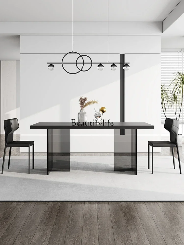 Rock slab dining table black rock slab pure black wabi sandy wind minimalist acrylic suspended dining table
Rock slab dining table black rock slab pure black wabi sandy wind minimalist acrylic suspended dining table