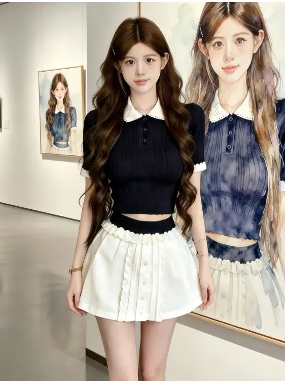 Korean Style Doll Collar Top And Skirt Set Summer Fashion Half-length Skirt Two-piece Set Unique Design Sensation Women's Ens...
Korean Style Doll Collar Top And Skirt Set Summer Fashion Half-length Skirt Two-piece Set Unique Design Sensation Women's Ens...