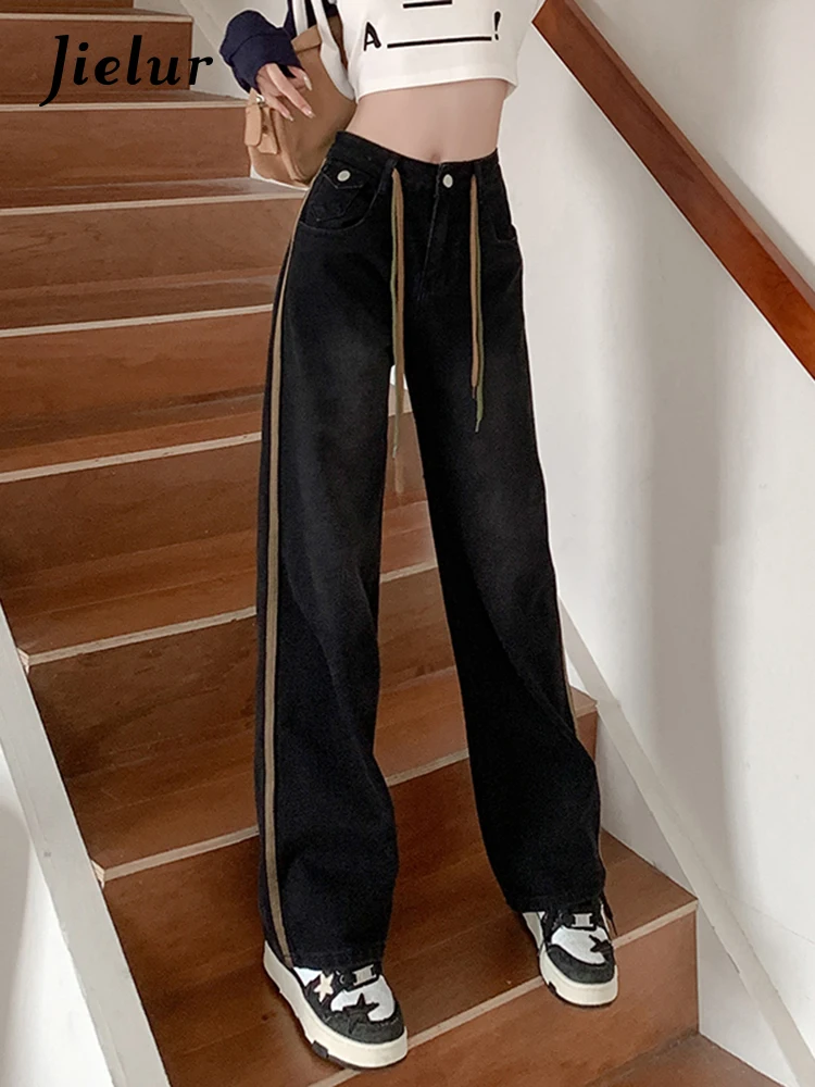 Jielur Spring Autumn New Korean Jeans Female Lace-up Denim Pants Wide Leg Sports Jeans Women Fashion Straight Trousers Lady
Jielur Spring Autumn New Korean Jeans Female Lace-up Denim Pants Wide Leg Sports Jeans Women Fashion Straight Trousers Lady