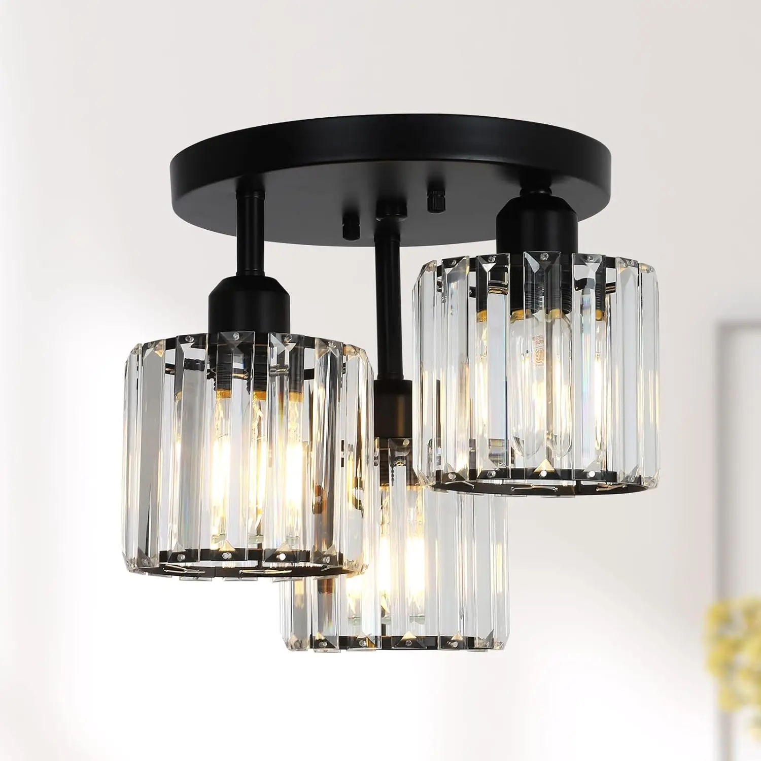 3-Light Semi Flush Mount Ceiling Light, Black Crystal Modern Fixture for Kitchen Hallway Bedroom
3-Light Semi Flush Mount Ceiling Light, Black Crystal Modern Fixture for Kitchen Hallway Bedroom