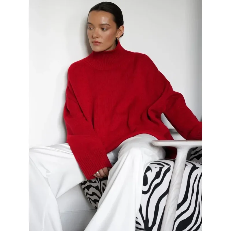 Autumn Women's Knitted Sweater Oversize High Collar Yellow Vintage Pullover Soft Winter Warm Vintage Red Sweaters for Women
Autumn Women's Knitted Sweater Oversize High Collar Yellow Vintage Pullover Soft Winter Warm Vintage Red Sweaters for Women