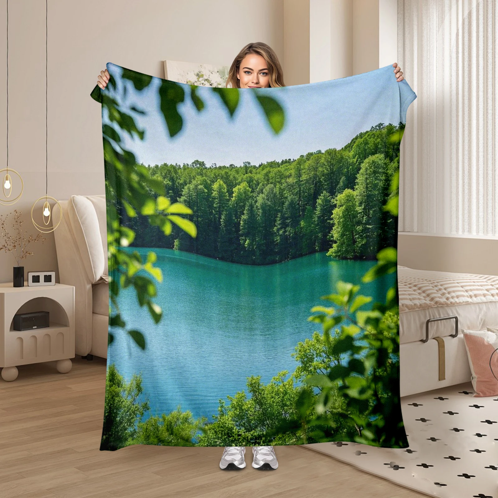 Soft Flannel Blanket With Pictures Of American Lakes Amidst Forests Ideal For Loved Ones
Soft Flannel Blanket With Pictures Of American Lakes Amidst Forests Ideal For Loved Ones