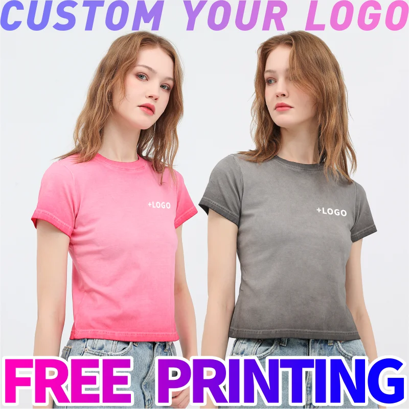 Custom T-shirts free print logo images Womens vintage washed Gradient Short sleeve Crewneck Skinny Summer Slim Fit Tee
Custom T-shirts free print logo images Womens vintage washed Gradient Short sleeve Crewneck Skinny Summer Slim Fit Tee