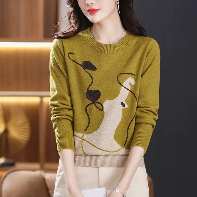 Autumn Winter Women's Pullover Round Neck Solid Screw Thread Cartoon Embroidery Long Sleeve Sweater Knitted Casual Loose Tops
Autumn Winter Women's Pullover Round Neck Solid Screw Thread Cartoon Embroidery Long Sleeve Sweater Knitted Casual Loose Tops