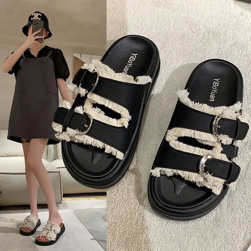 Sandals Female Shoes Ladies' Slippers Platform Summer Metal Buckle Soft Slides Retro Concise Slippers Women Summer Shoes
Sandals Female Shoes Ladies' Slippers Platform Summer Metal Buckle Soft Slides Retro Concise Slippers Women Summer Shoes