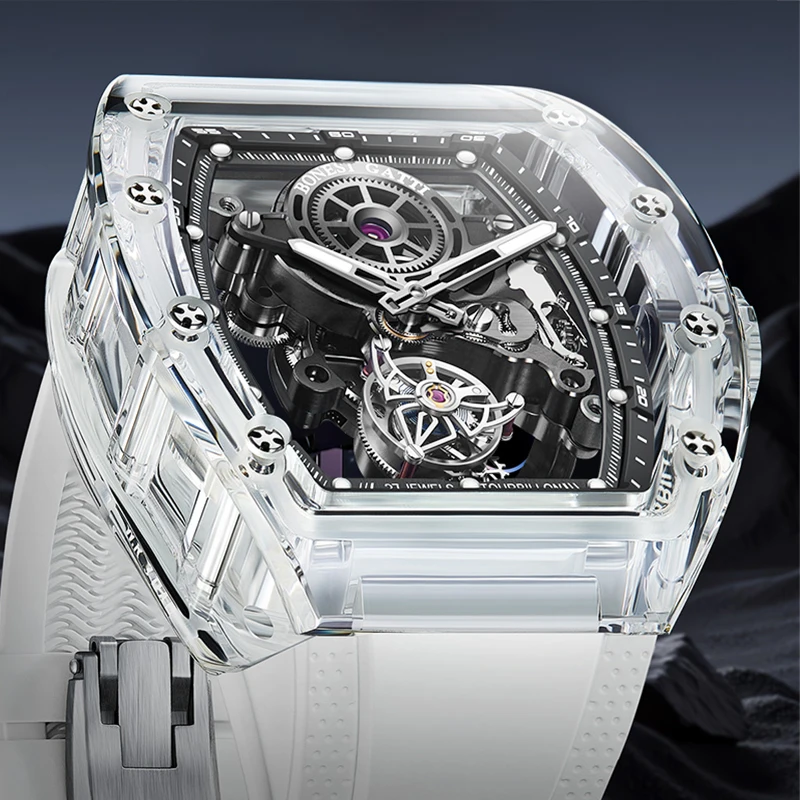 BONEST GATTI Men's Tourbillon Automatic Watch Crystal Case Sapphire Luminous Top Brand Men's Watch with Rubber Strap
BONEST GATTI Men's Tourbillon Automatic Watch Crystal Case Sapphire Luminous Top Brand Men's Watch with Rubber Strap