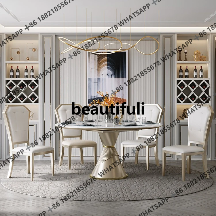 American light luxury solid wood dining table and chair combination post-modern simple rural pastoral marble round dining table
American light luxury solid wood dining table and chair combination post-modern simple rural pastoral marble round dining table