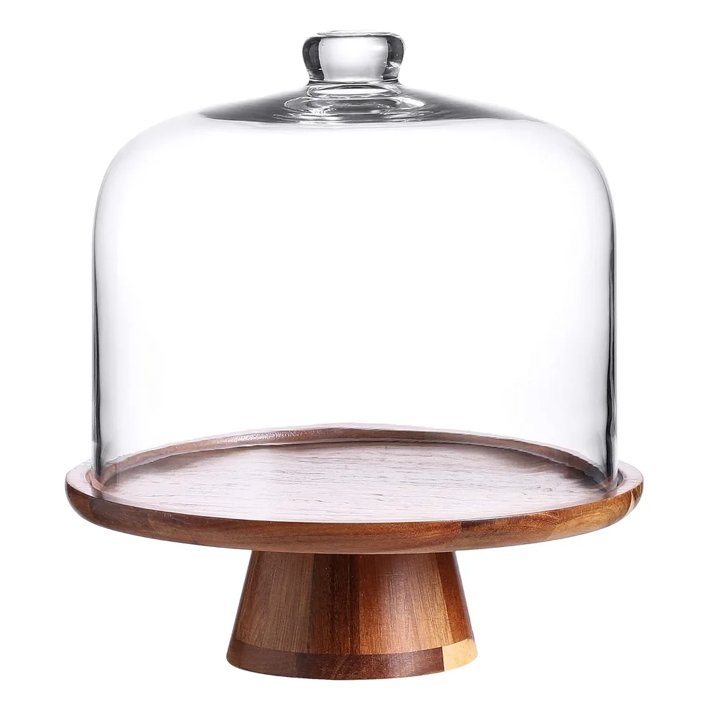Flat Round Wood Server Cake Stand with Dome | Cake Display Tray for Kitchen, Birthday Parties,Weddings,Clear Glass Dome Lid
Flat Round Wood Server Cake Stand with Dome | Cake Display Tray for Kitchen, Birthday Parties,Weddings,Clear Glass Dome Lid