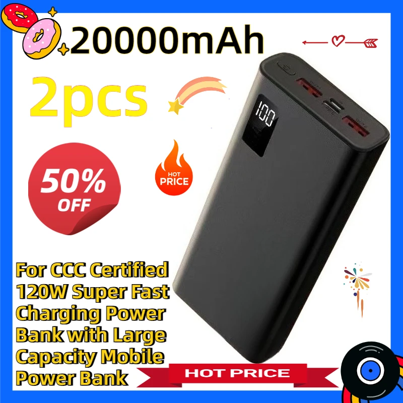 For CCC Certified 120W Super Fast Charging Power Bank with Large Capacity Mobile Power Bank 2pcs
For CCC Certified 120W Super Fast Charging Power Bank with Large Capacity Mobile Power Bank 2pcs