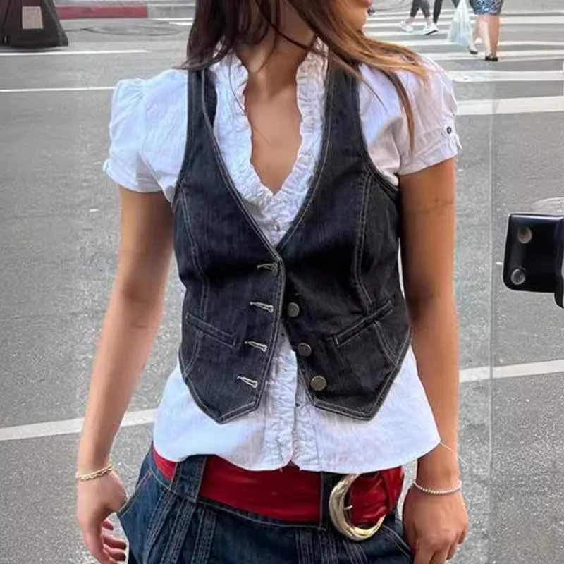 Slim Fit Denim Vest for Women Faionable Summer ort Pants Straight Leg Jeans Casual Comfortable Breathable Lightweight
Slim Fit Denim Vest for Women Faionable Summer ort Pants Straight Leg Jeans Casual Comfortable Breathable Lightweight