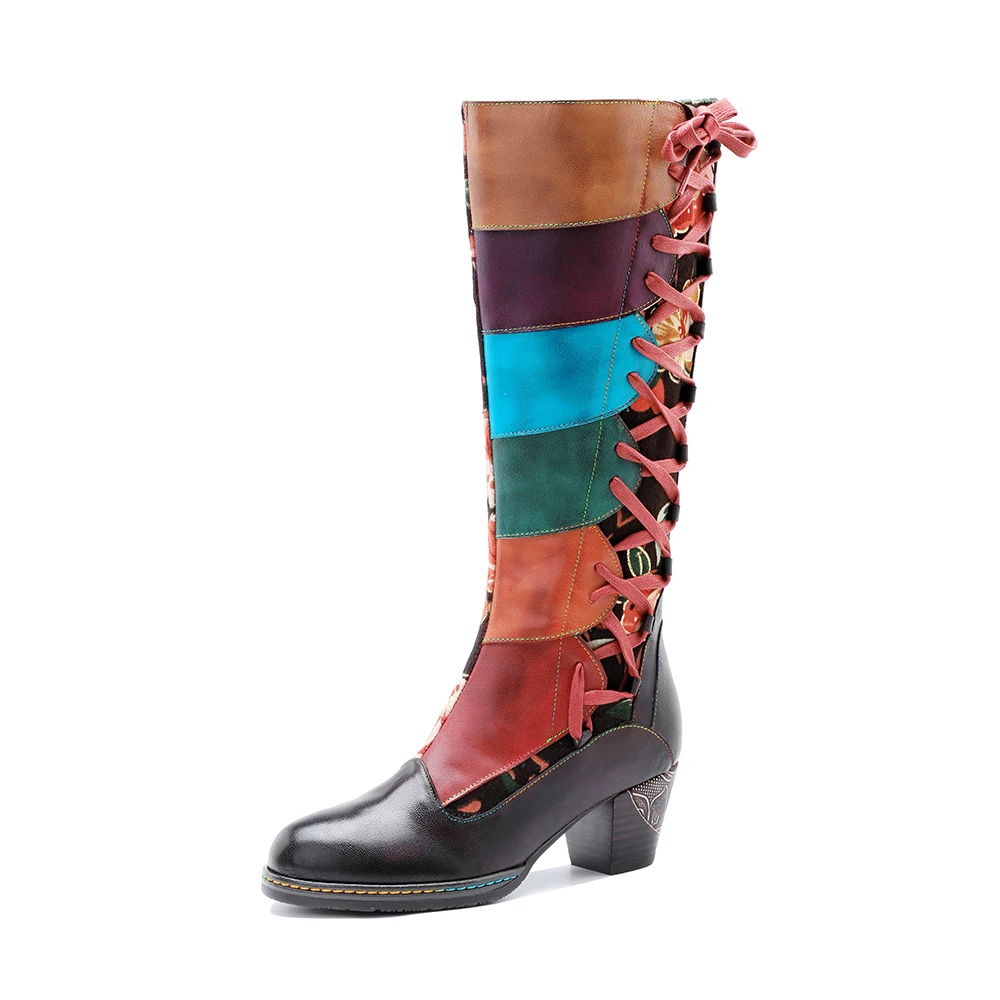 Genuine Leather Printed Color Patchwork Women Knee High Boots Shoe Lace Up Design Thick Heeled Ladies High Heel Boot Side Zipper
Genuine Leather Printed Color Patchwork Women Knee High Boots Shoe Lace Up Design Thick Heeled Ladies High Heel Boot Side Zipper