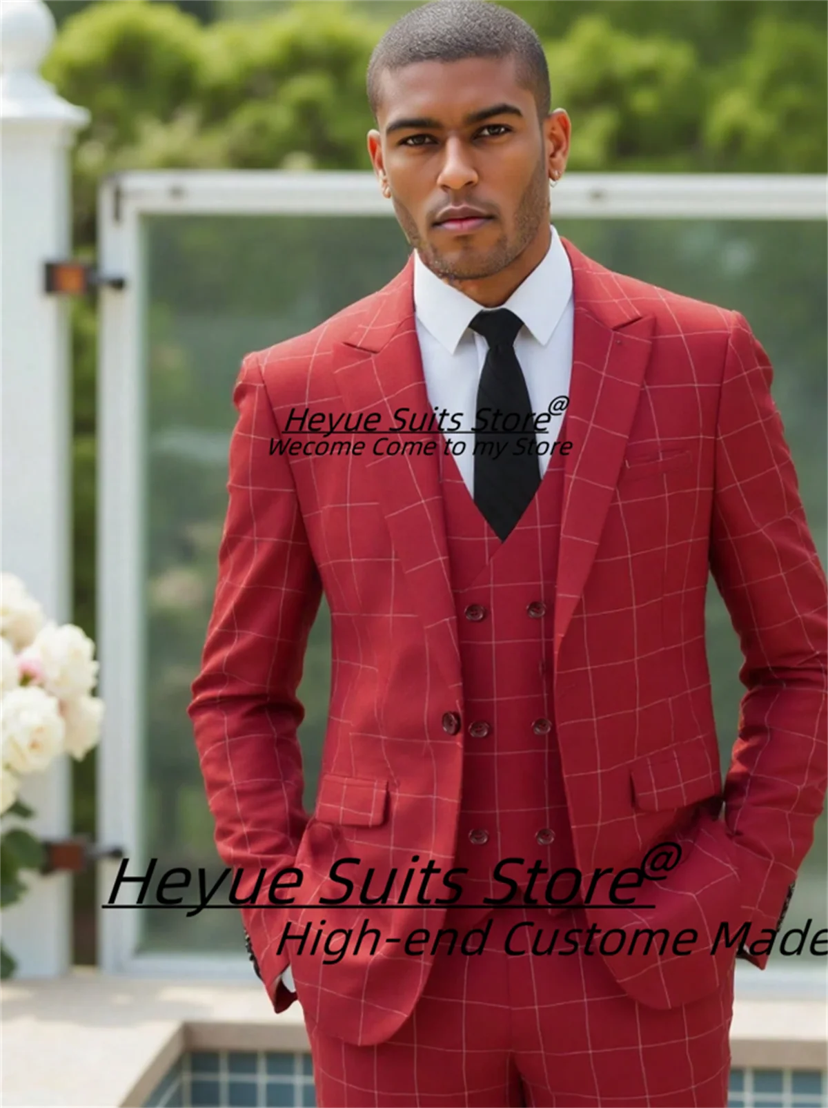 Business Red Plaid Men Suits Slim Fit Notched Lapel Groom Formal Tuxedos 3 Pieces Sets Male Party Blazers Classic Costume Homme
Business Red Plaid Men Suits Slim Fit Notched Lapel Groom Formal Tuxedos 3 Pieces Sets Male Party Blazers Classic Costume Homme