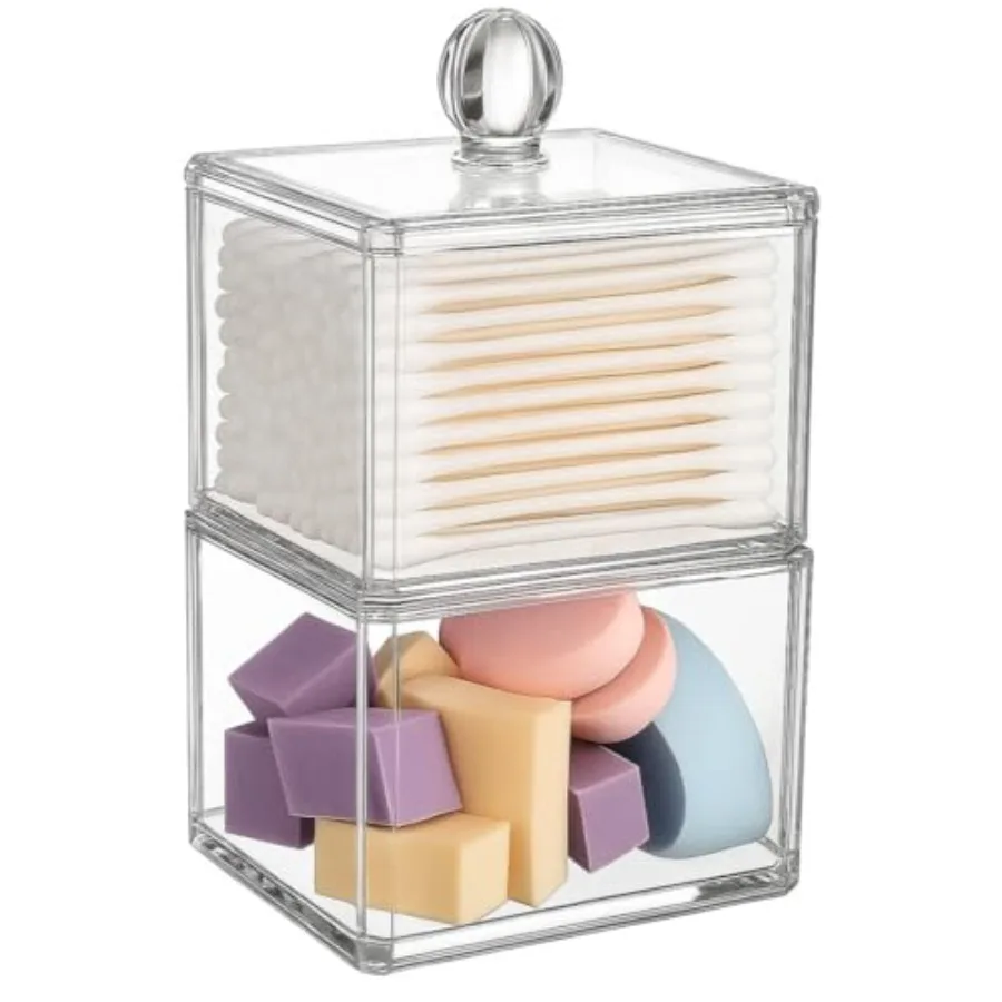 Stackable Square Acrylic Cotton Ball Holder Q-tip Holder Bathroom Swab Dispenser
Stackable Square Acrylic Cotton Ball Holder Q-tip Holder Bathroom Swab Dispenser