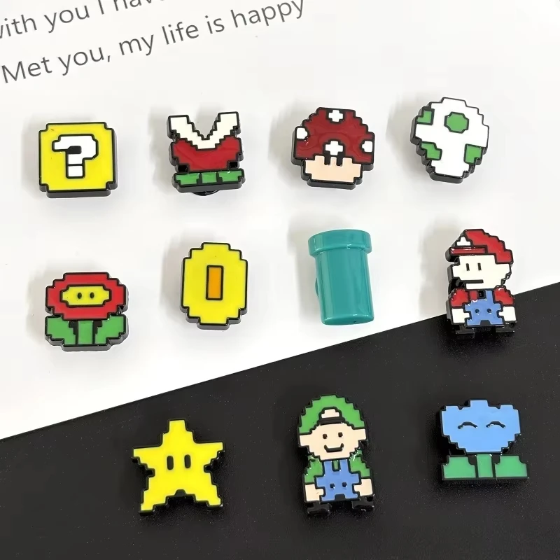 11PCS MINISO Pixel Mario Series Shoe Charms For Slides Sandals DIY Accessories Sandals Garden Shoes Buckle Xmas Gift Favor
11PCS MINISO Pixel Mario Series Shoe Charms For Slides Sandals DIY Accessories Sandals Garden Shoes Buckle Xmas Gift Favor