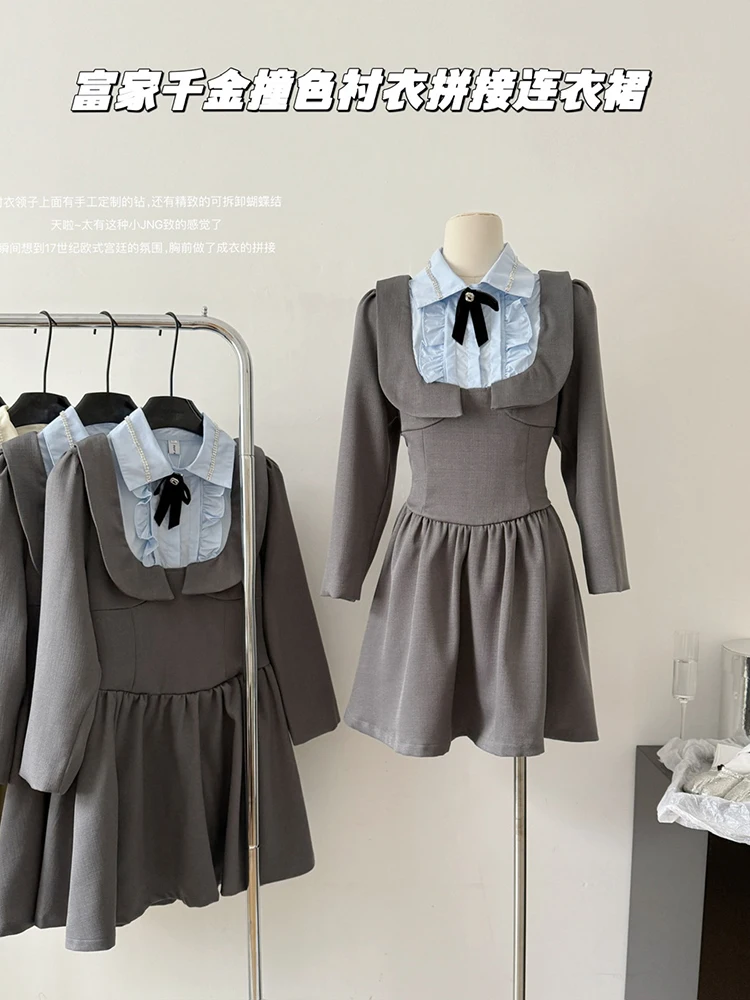 2023 Autumn New Splicing Design Dress Korean Preppy Style Long Sleeve Mini Dresses Vintage Women Sweet Temperament Short Skirt
2023 Autumn New Splicing Design Dress Korean Preppy Style Long Sleeve Mini Dresses Vintage Women Sweet Temperament Short Skirt