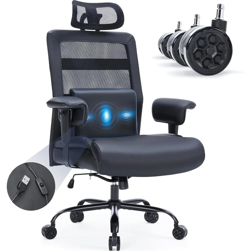 500lbs Massage Big and Tall Office Chair, Plus Size Computer Chair with Extra Wide Seat Large Wheels, Heavy Duty Executive Offic
500lbs Massage Big and Tall Office Chair, Plus Size Computer Chair with Extra Wide Seat Large Wheels, Heavy Duty Executive Offic