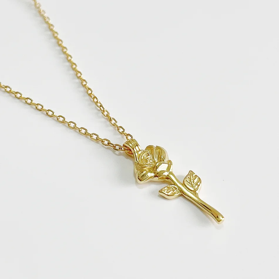 lADY'S Authentic 925 Sterling silver 18K gold rose flower Leaf pendant choker necklace Valentine's Day festival jewelry C-B455
lADY'S Authentic 925 Sterling silver 18K gold rose flower Leaf pendant choker necklace Valentine's Day festival jewelry C-B455