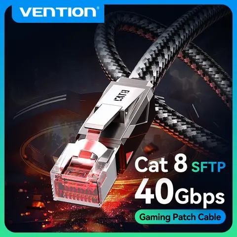 Cavo Ethernet Vention Cat8 40Gbps 2000MHz SFTP Cavo patch da gioco per PC Router Modem Stampante TV Set Top Box Cavo Lan Internet