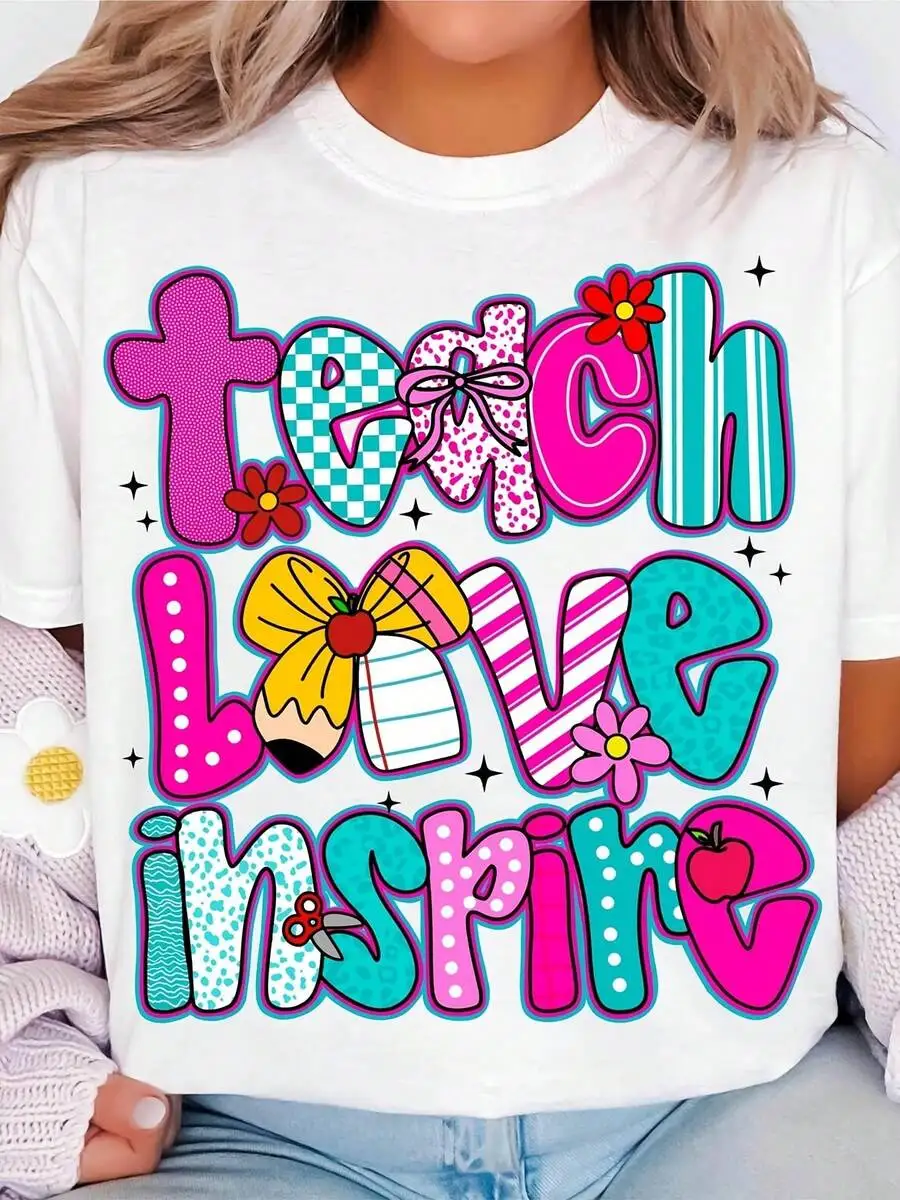 Womens Teach Love Inspire Graphic T-Shirt Soft Cotton Motivational Tee
Womens Teach Love Inspire Graphic T-Shirt Soft Cotton Motivational Tee