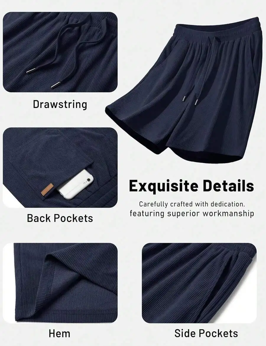 Mens Corduroy Shorts Casual Elastic Waist Drawstring Lightweight Summer Beach Shorts With Pockets
Mens Corduroy Shorts Casual Elastic Waist Drawstring Lightweight Summer Beach Shorts With Pockets