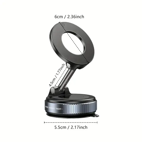 K007 Strong Magnetic Car Phone Holder Foldable Design 360° Adjustable Vacuum Mount for Car/Desk/Bathroom/Universal Use