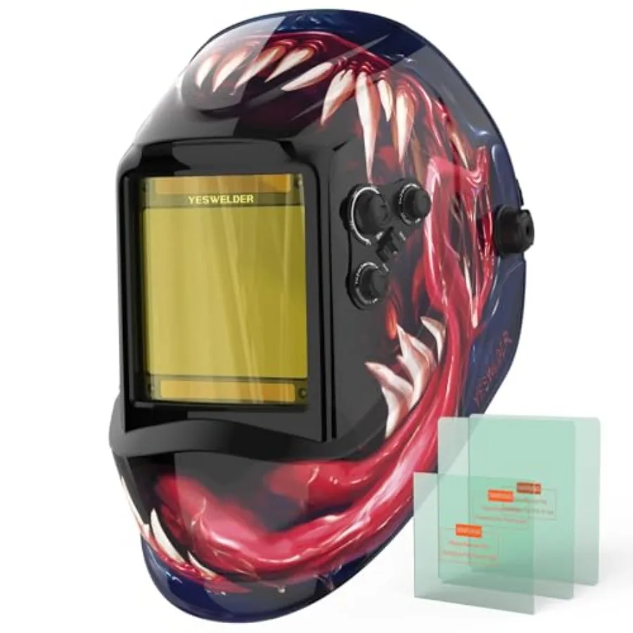 Large View Auto Darkening Welding Helmet, Blue Light Blocking, 1/1/1/1 True Color Solar Powered Welder Hood Mask with 4 Arc Sen
Large View Auto Darkening Welding Helmet, Blue Light Blocking, 1/1/1/1 True Color Solar Powered Welder Hood Mask with 4 Arc Sen