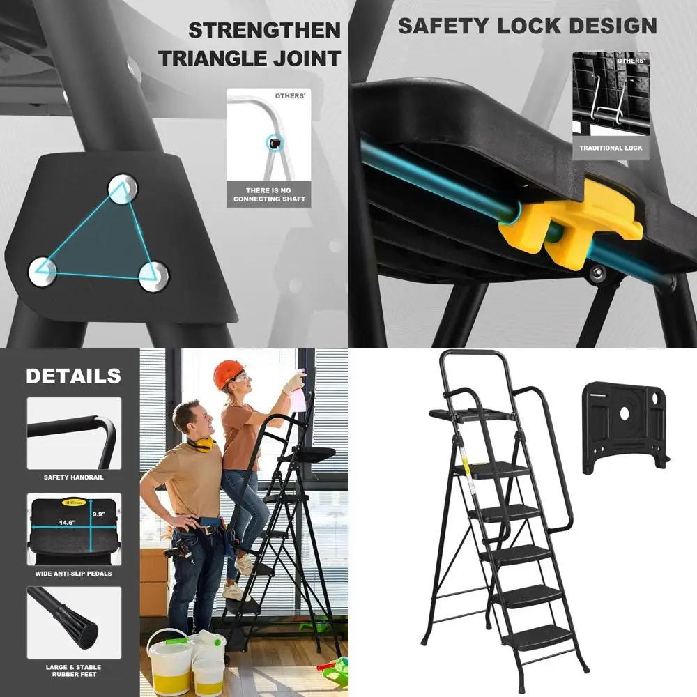 Portable Folding Step Ladder with Wide Non-Slip Treads, Sturdy Steel Frame, and Easy-Carry Handle
Portable Folding Step Ladder with Wide Non-Slip Treads, Sturdy Steel Frame, and Easy-Carry Handle