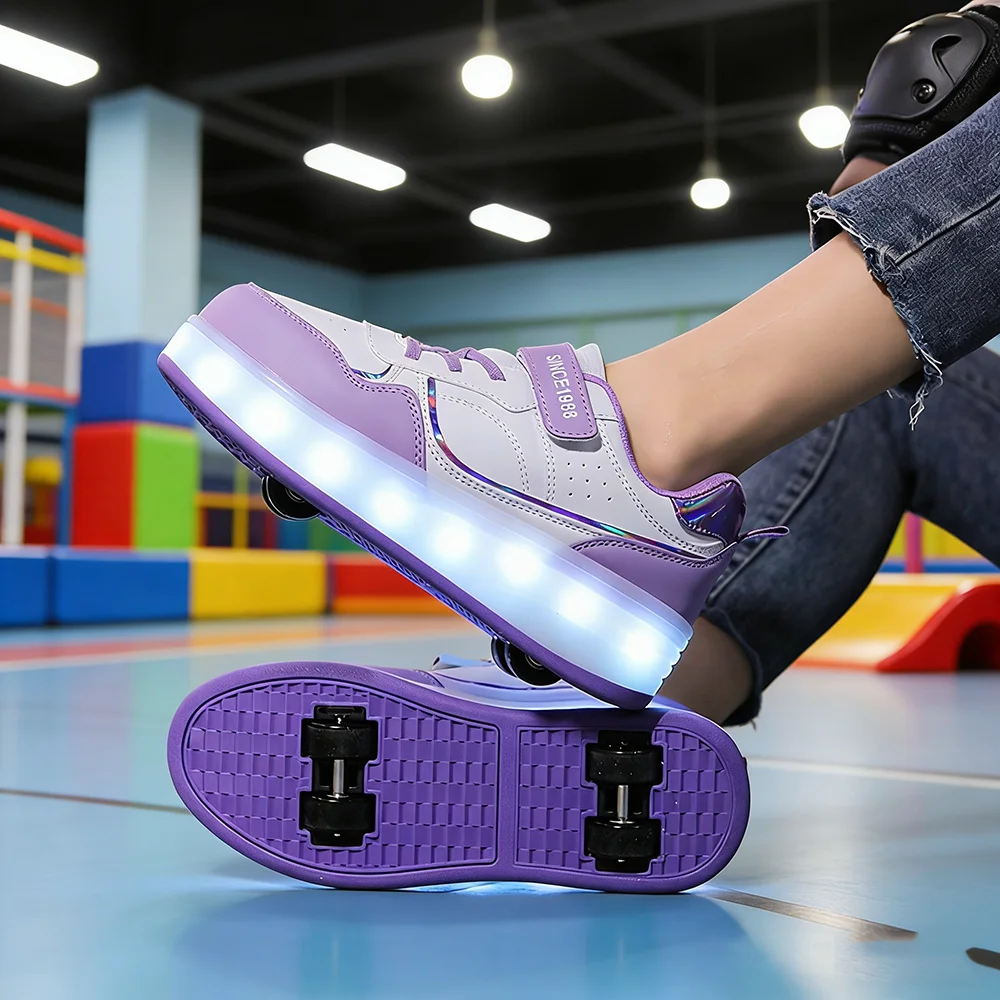 Kids Roller Skate Shoes with 4 Wheels Sneakers LED Glowing Children 2-in-1 Removable Roller Skating Shoes Parkour Boys Light New
Kids Roller Skate Shoes with 4 Wheels Sneakers LED Glowing Children 2-in-1 Removable Roller Skating Shoes Parkour Boys Light New