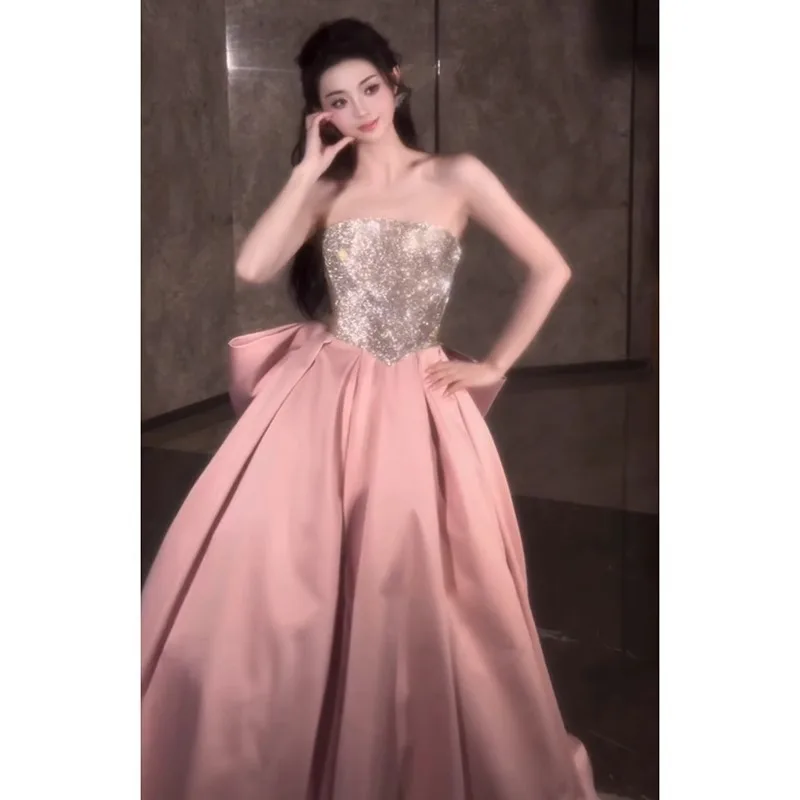 Shiny Pink Evening Gown Women's High-End Party Student Birthday Adult Ceremony Princess Dress Bride Toasting Suit Engagement
Shiny Pink Evening Gown Women's High-End Party Student Birthday Adult Ceremony Princess Dress Bride Toasting Suit Engagement