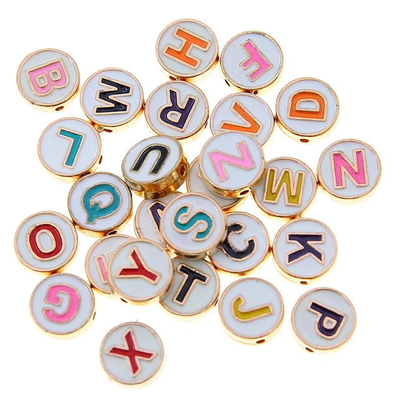 50Set/lot 10/8mm Color Letter Beads Flat Round Metal Alphabet Spacer Beads For Jewelry Making DIY Bracelet Necklace Accessories
50Set/lot 10/8mm Color Letter Beads Flat Round Metal Alphabet Spacer Beads For Jewelry Making DIY Bracelet Necklace Accessories