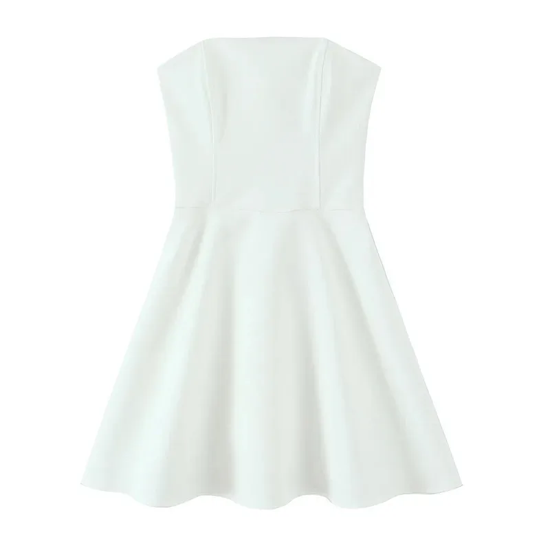 Women's Vintage White Strapless Mini Dress Slash Neck A-Line Chic Lady Fashion Back Zipper Pleated Female Dress
Women's Vintage White Strapless Mini Dress Slash Neck A-Line Chic Lady Fashion Back Zipper Pleated Female Dress