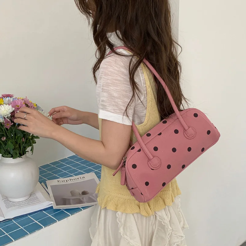 Polka Dot Boston Bag 2026 New High-end Versatile Large Capacity Single Shoulder Armpit Bag Handbag Pink
Polka Dot Boston Bag 2026 New High-end Versatile Large Capacity Single Shoulder Armpit Bag Handbag Pink
