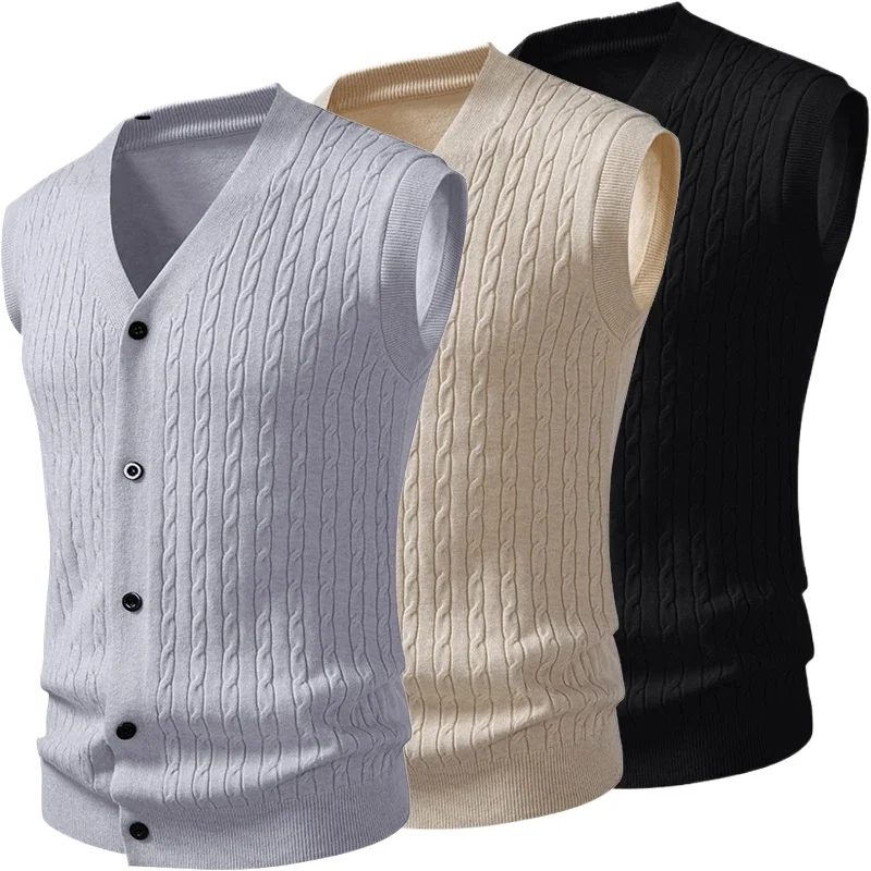 Autumn Men's Knit Sweater Vest V Neck Button Down Sleeveless Cable Cardigan Vest Outdoor Business Lightweight Sweaters Vests
Autumn Men's Knit Sweater Vest V Neck Button Down Sleeveless Cable Cardigan Vest Outdoor Business Lightweight Sweaters Vests
