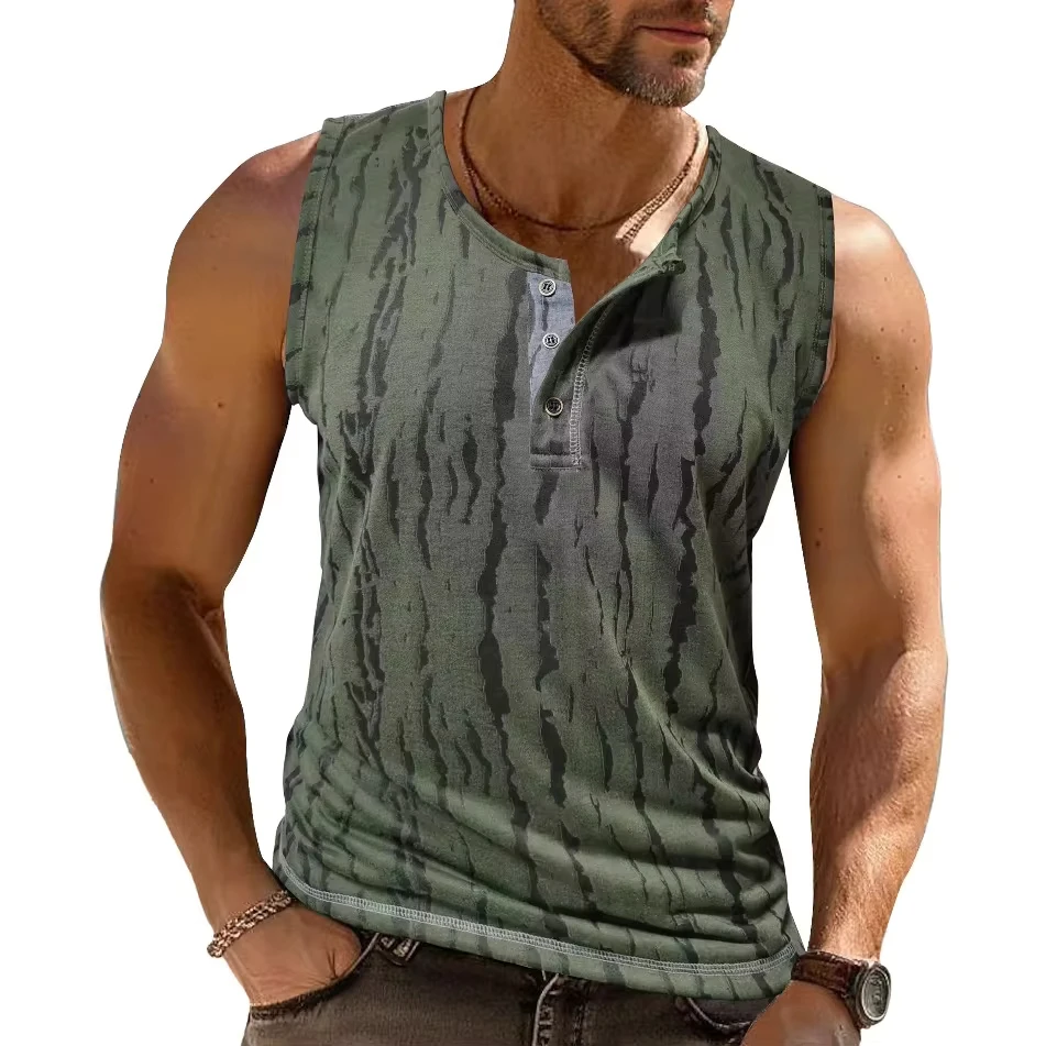2025 Summer New Fashion American Men's O-neck Sleeveless Casual Trendy Printed Button Pullover Tank Tops Male Clothes T-shirts
2025 Summer New Fashion American Men's O-neck Sleeveless Casual Trendy Printed Button Pullover Tank Tops Male Clothes T-shirts