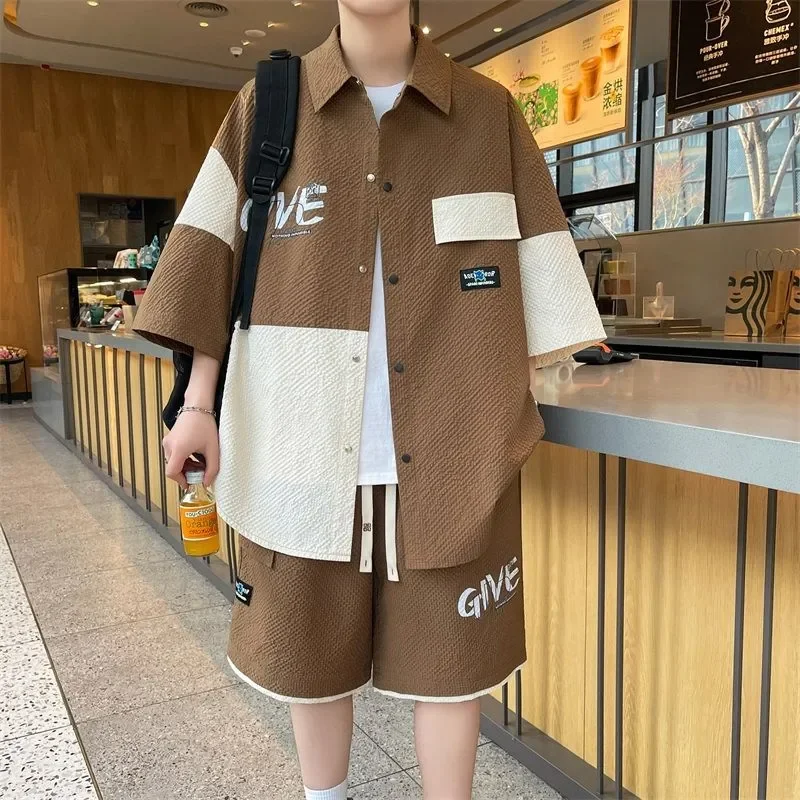 Summer Short-sleeved Shirt Suit New Men's Casual Shorts Shirt Trendy Loose Youth Two-piece Set Handsome
Summer Short-sleeved Shirt Suit New Men's Casual Shorts Shirt Trendy Loose Youth Two-piece Set Handsome