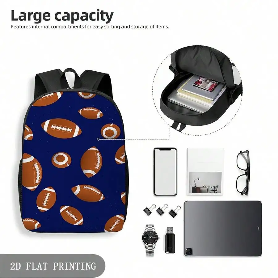 Deep Blue American Football Pattern Print Backpack With Large Capacity For College Daily Commute And Sports
Deep Blue American Football Pattern Print Backpack With Large Capacity For College Daily Commute And Sports